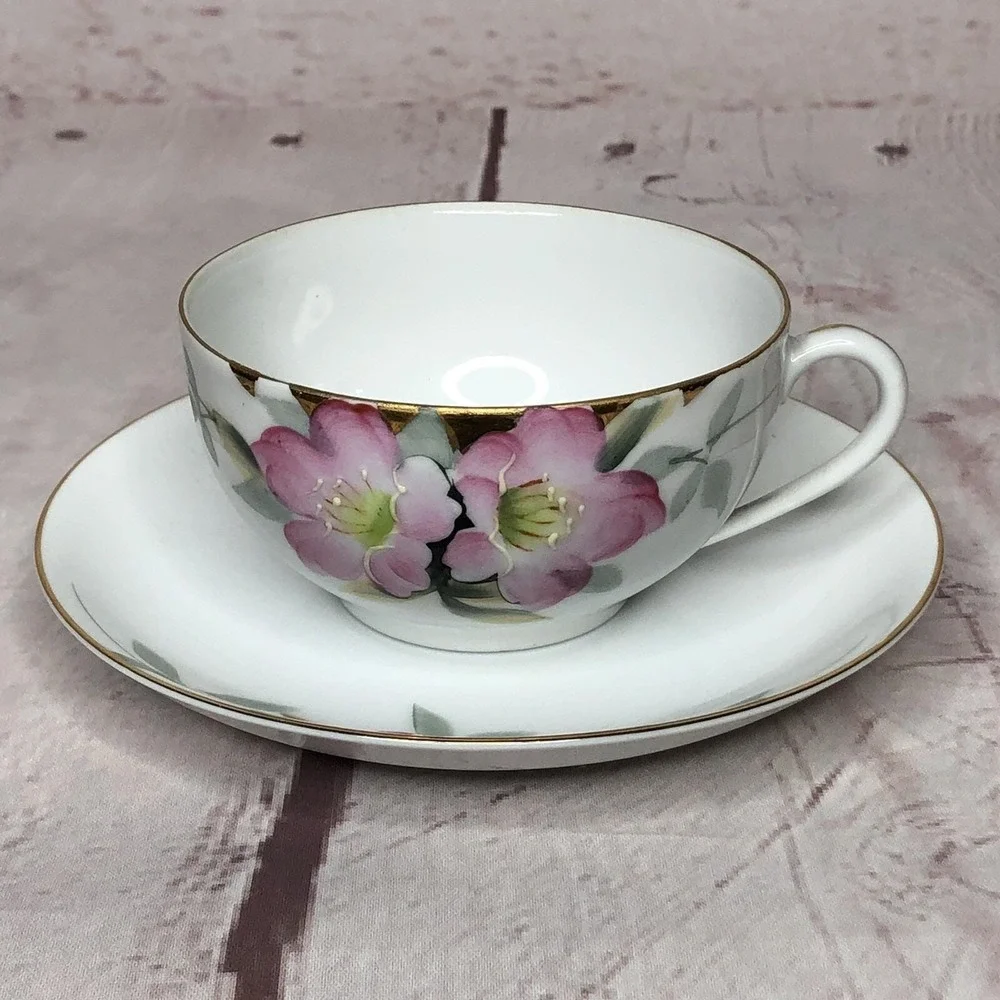 Vintage Hand Painted Noritake AZALEA Tea Cup & Saucer Floral Coffee